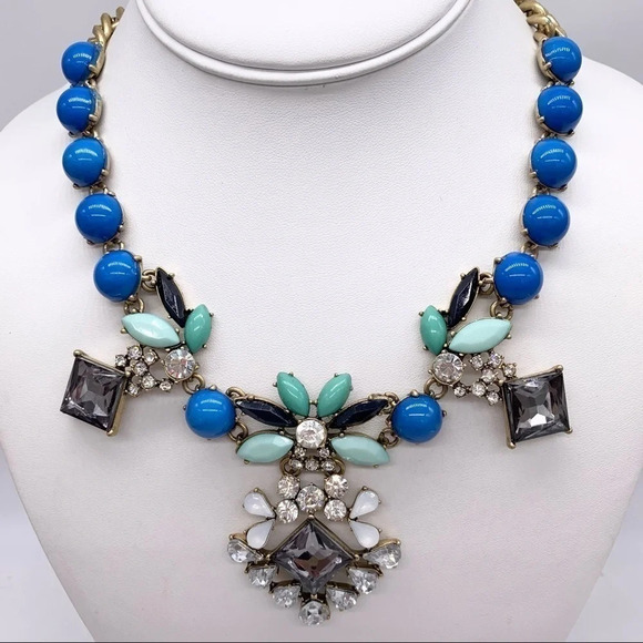 J. Crew Blue & Green Jeweled Necklace - Picture 1 of 3